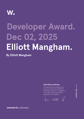 Developer Award: Elliott Mangham